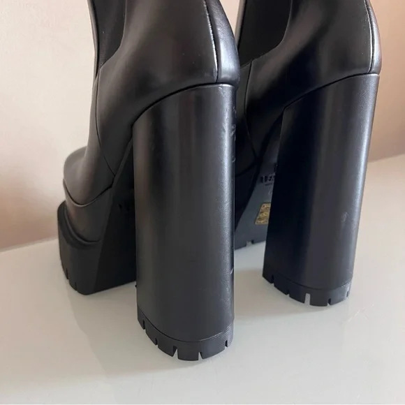 VERSACE | Black block platform aevitas Versace lug sole designer leather boot - Picture 14 of 16